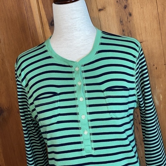 ChAPS Green & Navy Striped Chest Pocket T Shirt Sz. S - Picture 3 of 13